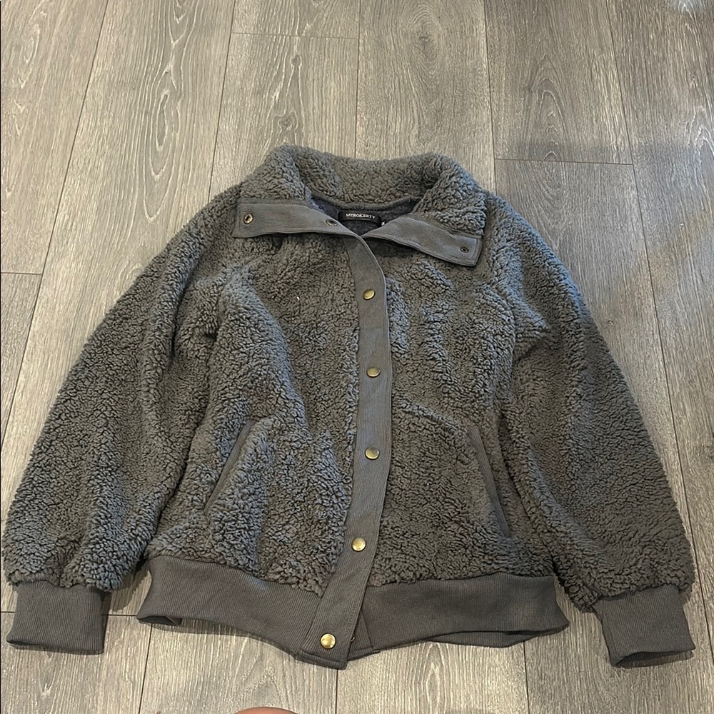 Cozy Gray Sherpa Jacket